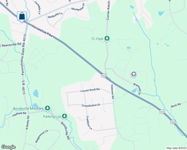 map of restaurants, bars, coffee shops, grocery stores, and more near 1102 Horseshoe Pike in Downingtown