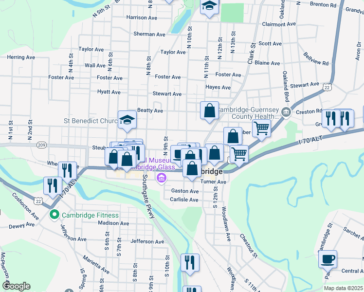 map of restaurants, bars, coffee shops, grocery stores, and more near 951 Steubenville Avenue in Cambridge