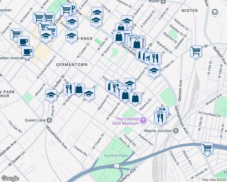 map of restaurants, bars, coffee shops, grocery stores, and more near in Philadelphia