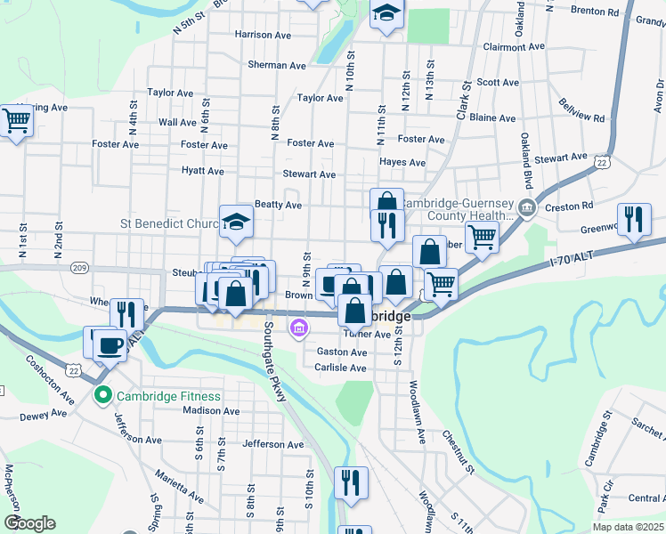 map of restaurants, bars, coffee shops, grocery stores, and more near 951 Steubenville Avenue in Cambridge