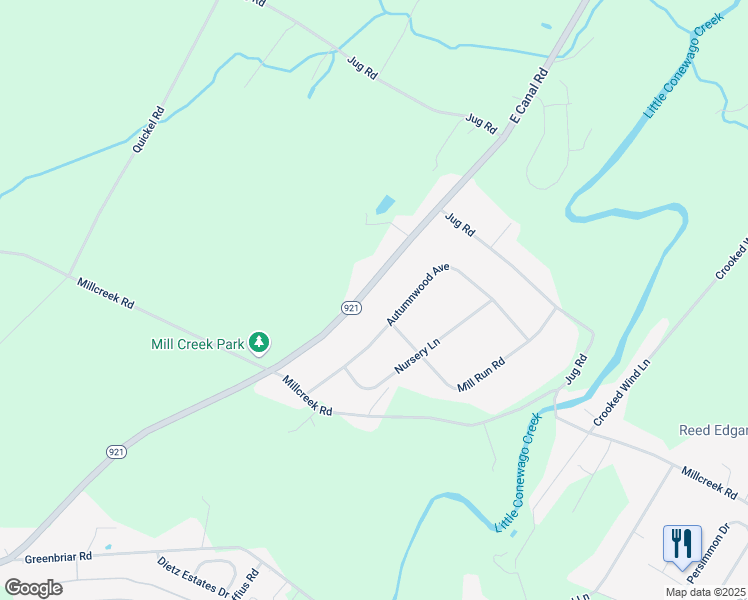 map of restaurants, bars, coffee shops, grocery stores, and more near 145 Autumnwood Avenue in York