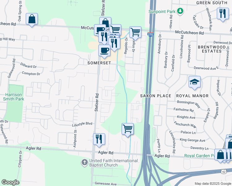 map of restaurants, bars, coffee shops, grocery stores, and more near 3840 Codet Road in Columbus