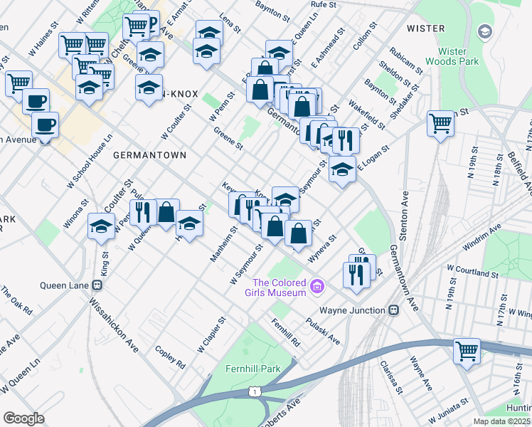 map of restaurants, bars, coffee shops, grocery stores, and more near 5023 Keyser Street in Philadelphia