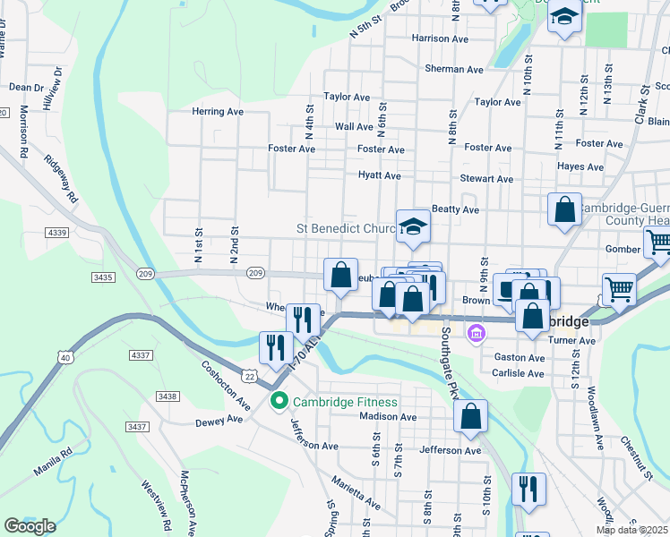 map of restaurants, bars, coffee shops, grocery stores, and more near 417 Steubenville Avenue in Cambridge