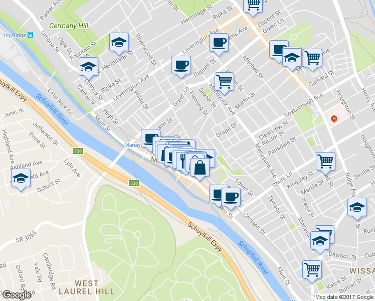 map of restaurants, bars, coffee shops, grocery stores, and more near 120 Cotton Street in Philadelphia