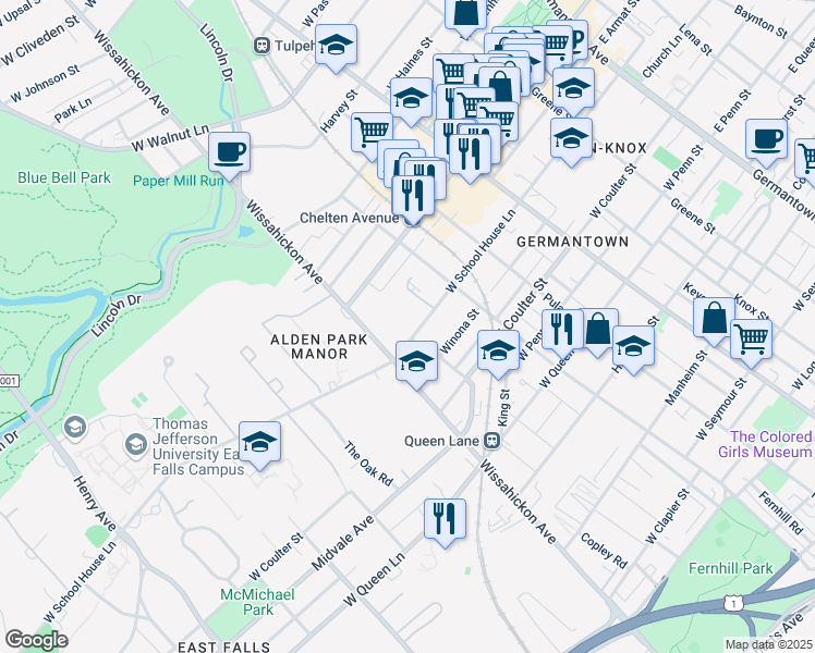 map of restaurants, bars, coffee shops, grocery stores, and more near in Philadelphia