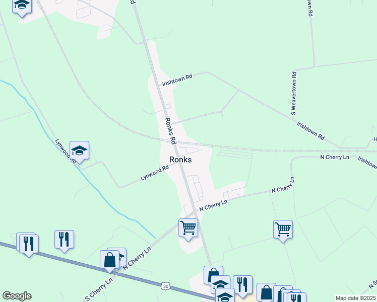 map of restaurants, bars, coffee shops, grocery stores, and more near 3 Hedgewood Drive in Ronks