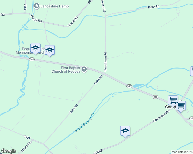 map of restaurants, bars, coffee shops, grocery stores, and more near 6104 Old Philadelphia Pike in Gap
