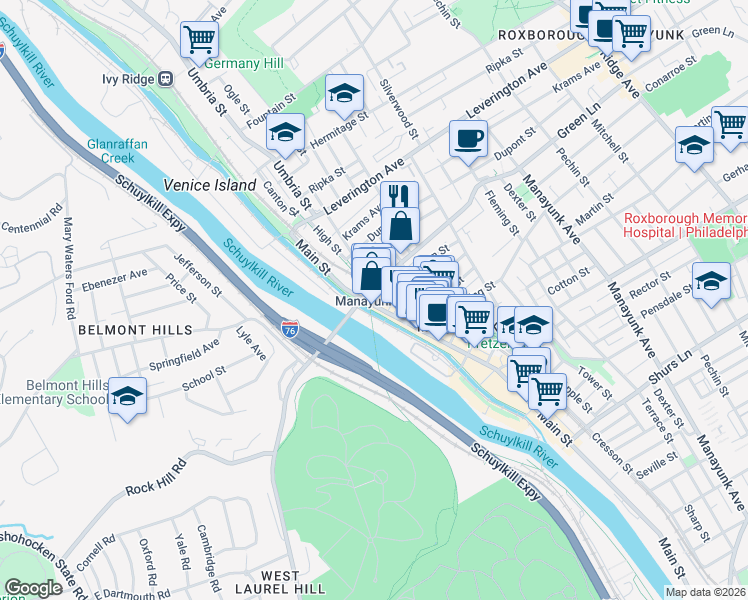 map of restaurants, bars, coffee shops, grocery stores, and more near in Philadelphia