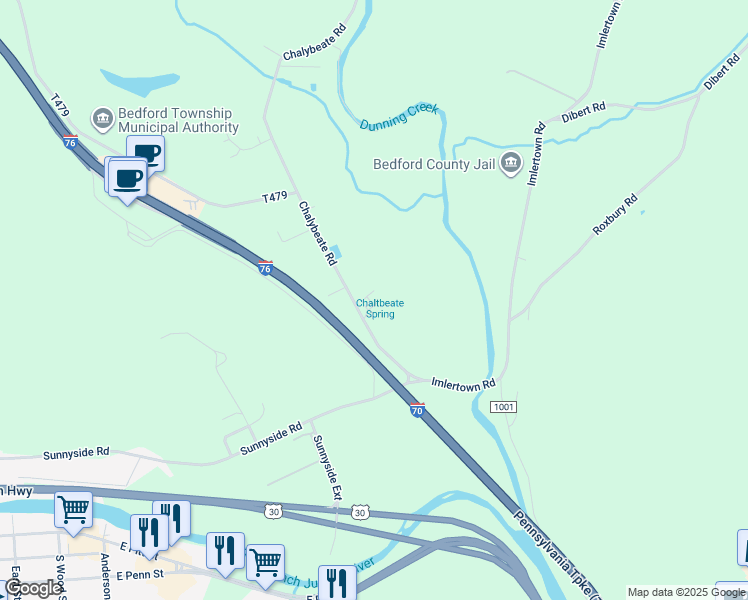map of restaurants, bars, coffee shops, grocery stores, and more near 135 Jets Road in Bedford
