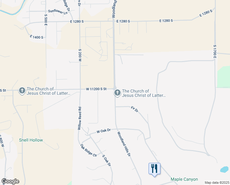 map of restaurants, bars, coffee shops, grocery stores, and more near 204 Woodland Hills Drive in Woodland Hills