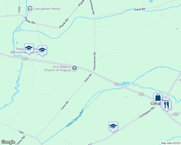 map of restaurants, bars, coffee shops, grocery stores, and more near 6104 Old Philadelphia Pike in Gap