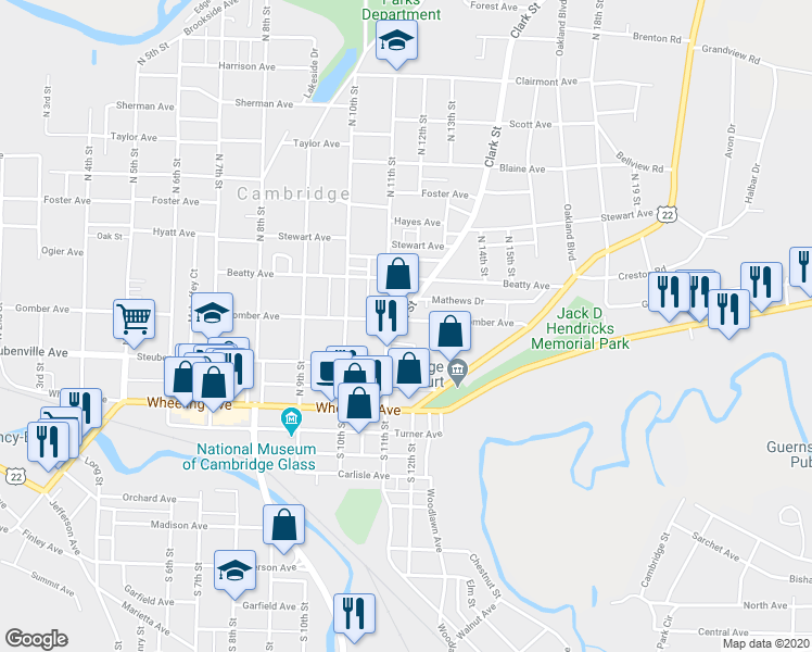 map of restaurants, bars, coffee shops, grocery stores, and more near 1115 Gomber Avenue in Cambridge
