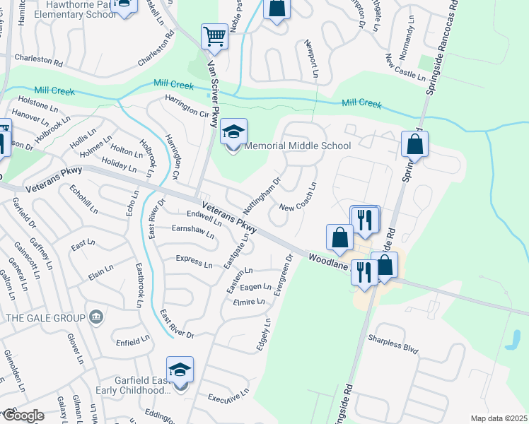map of restaurants, bars, coffee shops, grocery stores, and more near 11 Newtown Lane in Willingboro