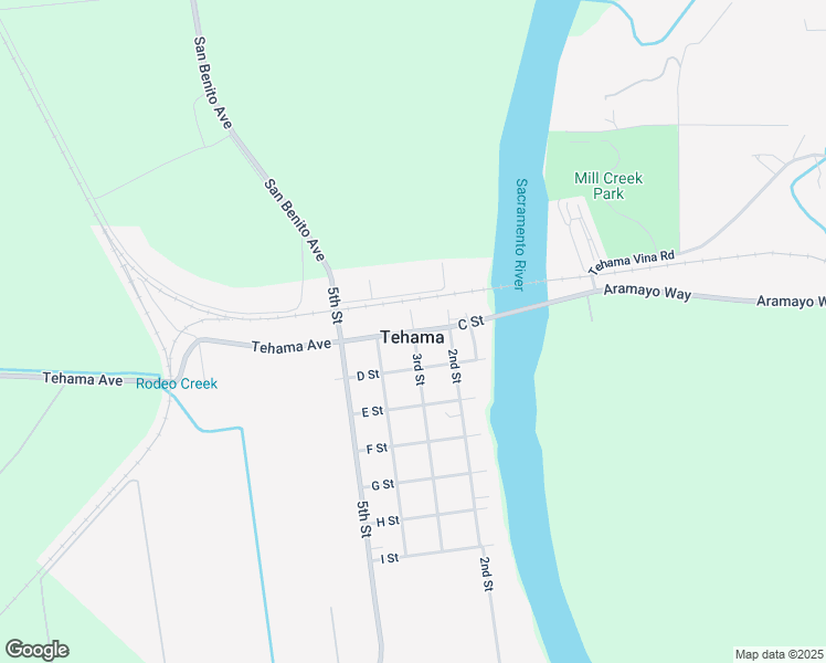 map of restaurants, bars, coffee shops, grocery stores, and more near C Street & 3rd Street in Tehama