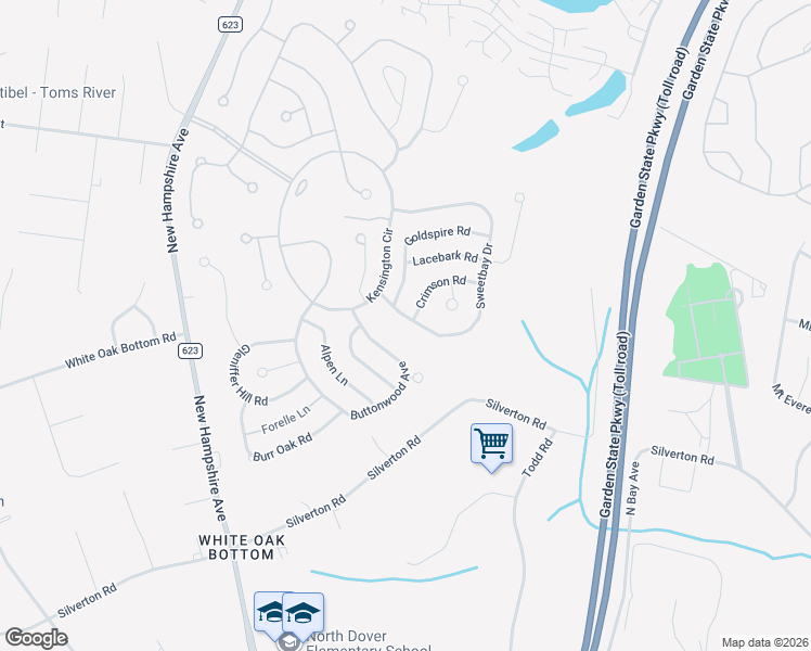 map of restaurants, bars, coffee shops, grocery stores, and more near 1818 Sweetbay Drive in Toms River