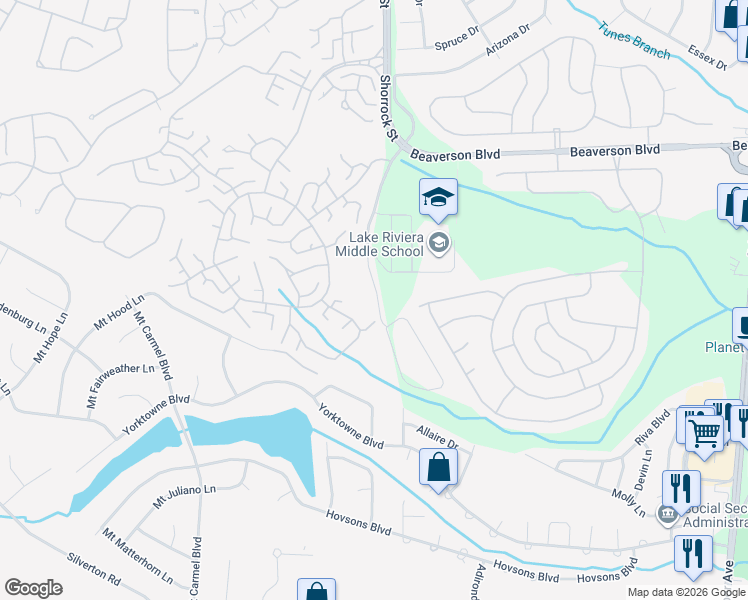 map of restaurants, bars, coffee shops, grocery stores, and more near 1175D Clydebank Court in Lakewood