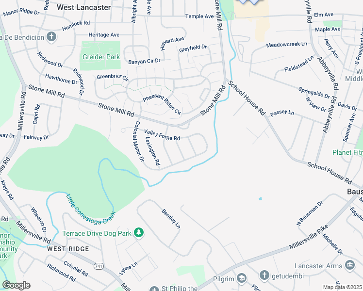 map of restaurants, bars, coffee shops, grocery stores, and more near 511 Yorktown Rd in Lancaster