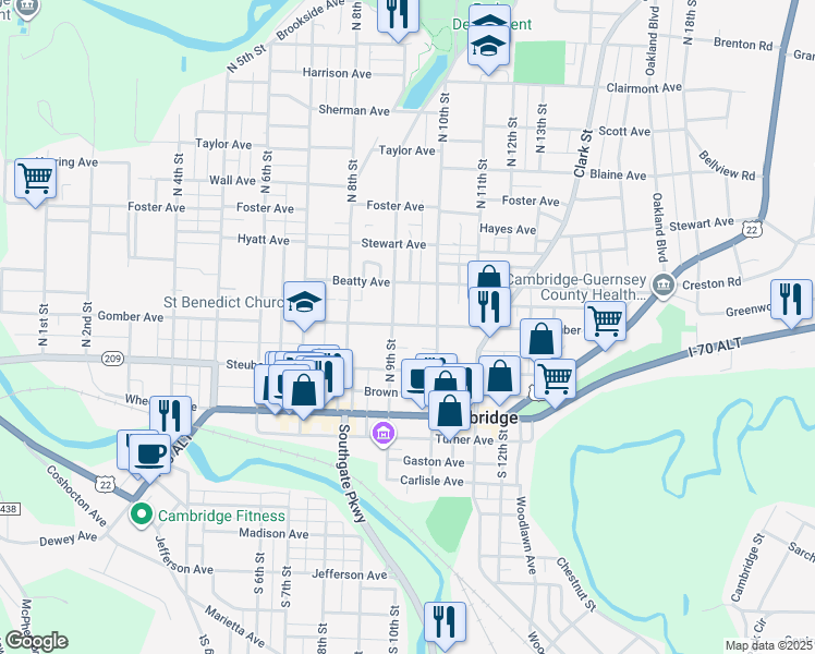 map of restaurants, bars, coffee shops, grocery stores, and more near 304 North 9th Street in Cambridge
