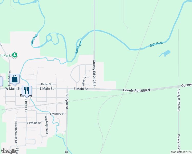 map of restaurants, bars, coffee shops, grocery stores, and more near 1010 County Road 2125 East in Sidney