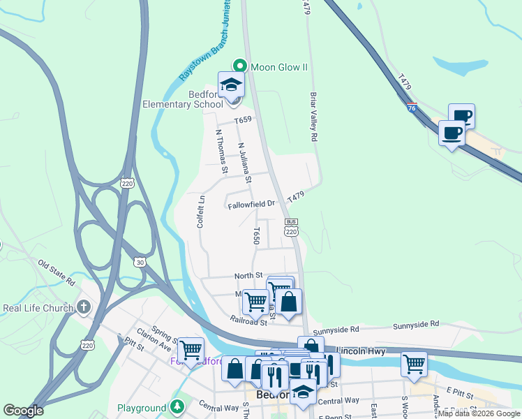 map of restaurants, bars, coffee shops, grocery stores, and more near 146-194 Fallow Field Dr in Bedford