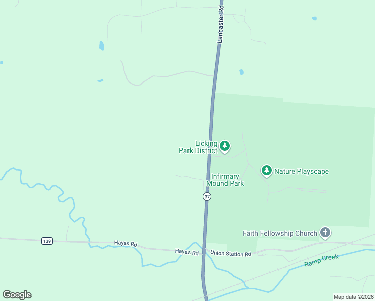 map of restaurants, bars, coffee shops, grocery stores, and more near 4300 Lancaster Road in Granville