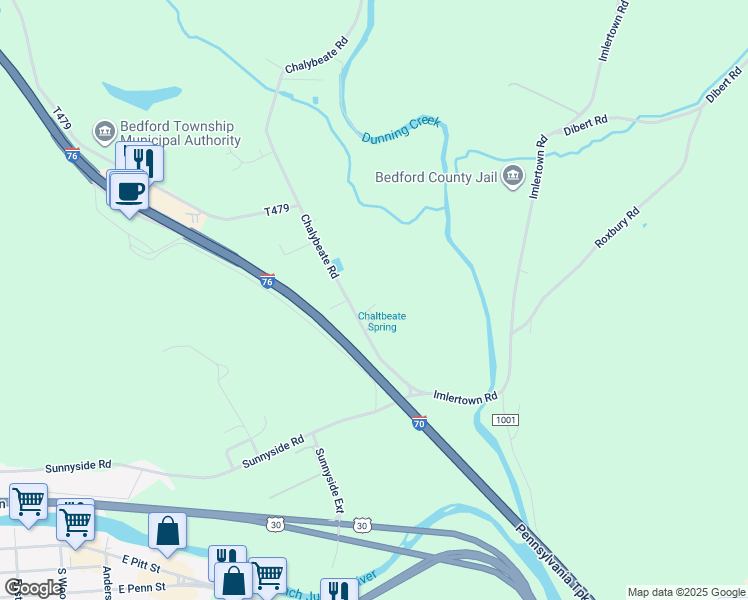 map of restaurants, bars, coffee shops, grocery stores, and more near 135 Jets Road in Bedford