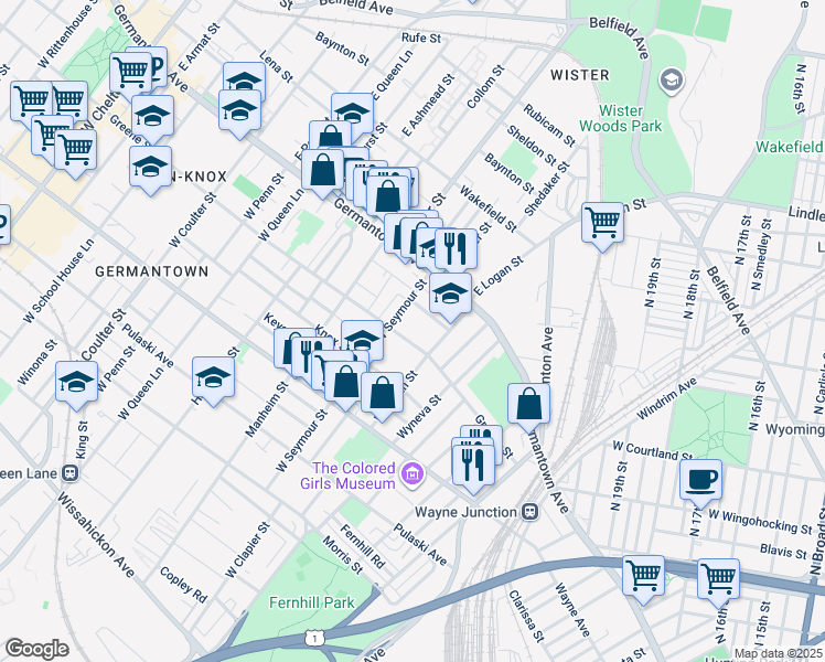 map of restaurants, bars, coffee shops, grocery stores, and more near 4938 Germantown Avenue in Philadelphia