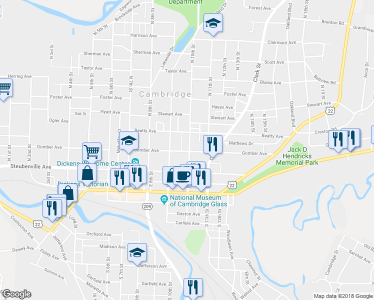 map of restaurants, bars, coffee shops, grocery stores, and more near 301 North 10th Street in Cambridge
