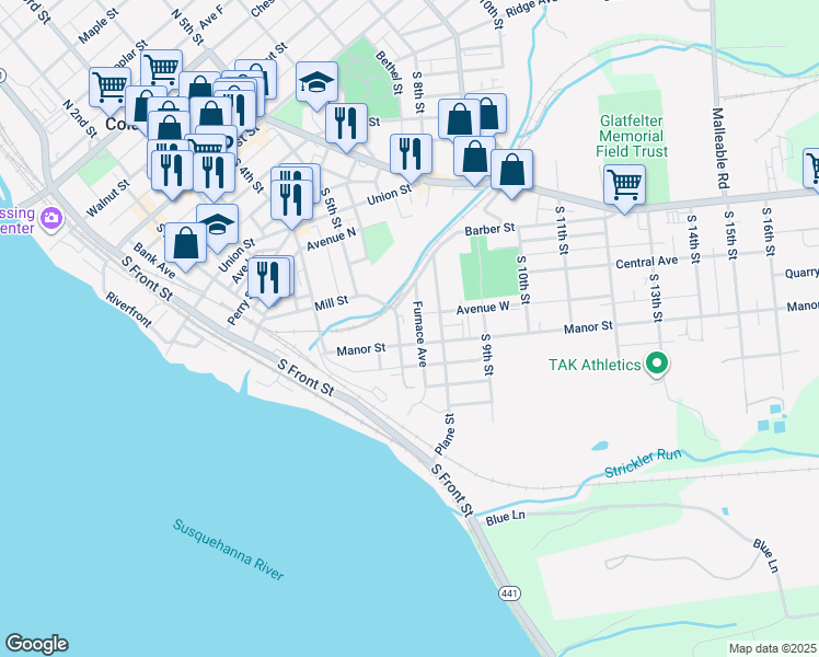 map of restaurants, bars, coffee shops, grocery stores, and more near 649 Florence Street in Columbia