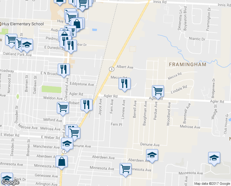 map of restaurants, bars, coffee shops, grocery stores, and more near 2044 Agler Rd in Columbus