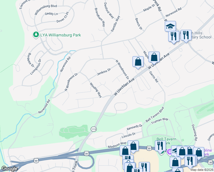 map of restaurants, bars, coffee shops, grocery stores, and more near 49 Gunning Lane in Downingtown