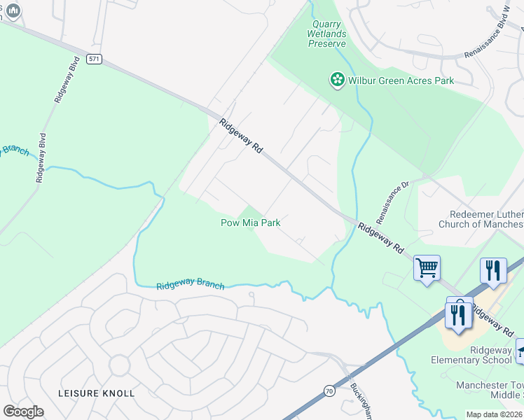 map of restaurants, bars, coffee shops, grocery stores, and more near 2980 Nicolette Road in Manchester Township