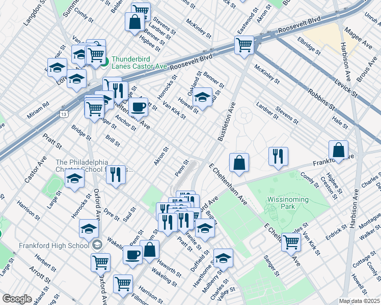 map of restaurants, bars, coffee shops, grocery stores, and more near in Philadelphia