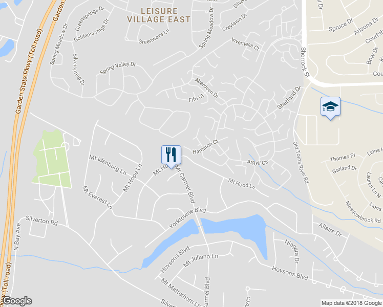 map of restaurants, bars, coffee shops, grocery stores, and more near 1250C Hamilton Court in Lakewood