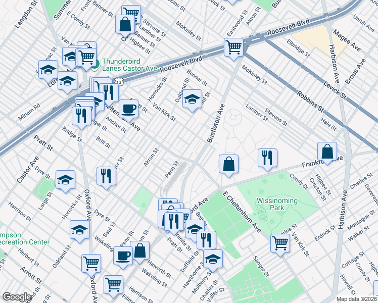 map of restaurants, bars, coffee shops, grocery stores, and more near in Philadelphia