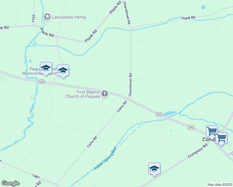 map of restaurants, bars, coffee shops, grocery stores, and more near 6086 Old Philadelphia Pike in Gap