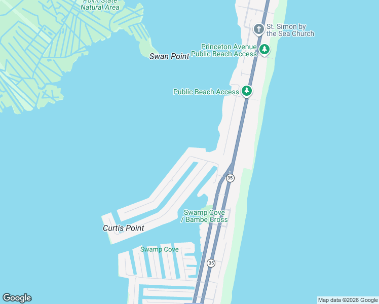 map of restaurants, bars, coffee shops, grocery stores, and more near 229 Curtis Point Drive in Mantoloking