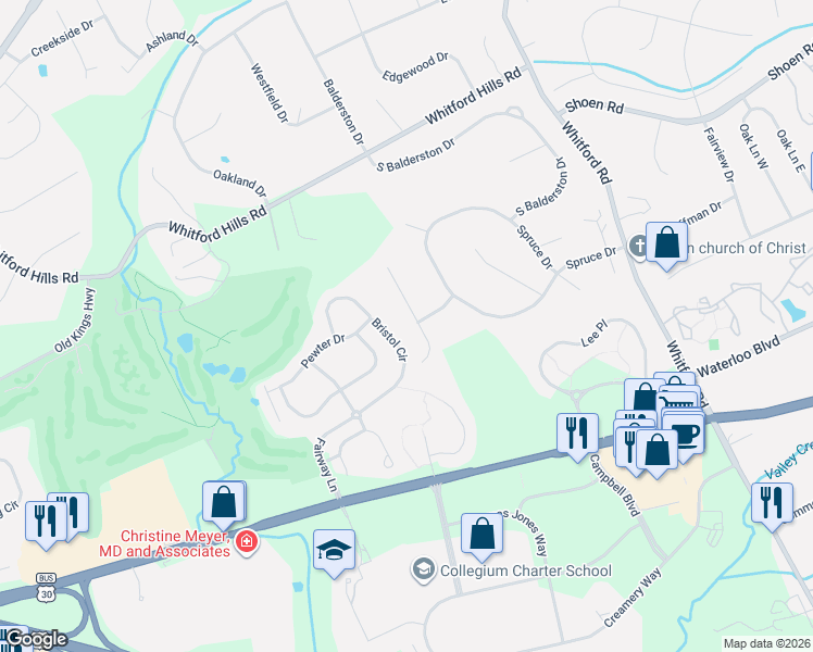 map of restaurants, bars, coffee shops, grocery stores, and more near 312 Tapestry Circle in Exton