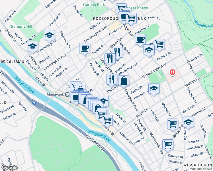 map of restaurants, bars, coffee shops, grocery stores, and more near 216 Grape Street in Philadelphia