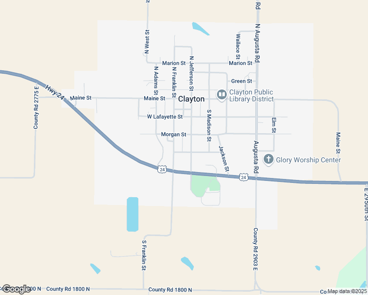 map of restaurants, bars, coffee shops, grocery stores, and more near 111 West Lincoln Street in Clayton