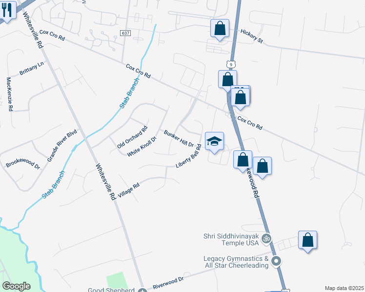 map of restaurants, bars, coffee shops, grocery stores, and more near 1916 Powder Horn Road in Toms River