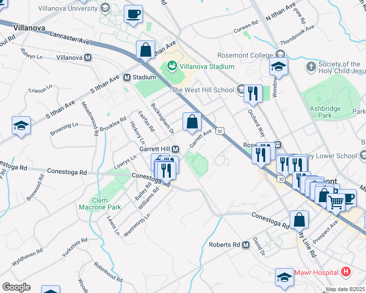 map of restaurants, bars, coffee shops, grocery stores, and more near in Rosemont