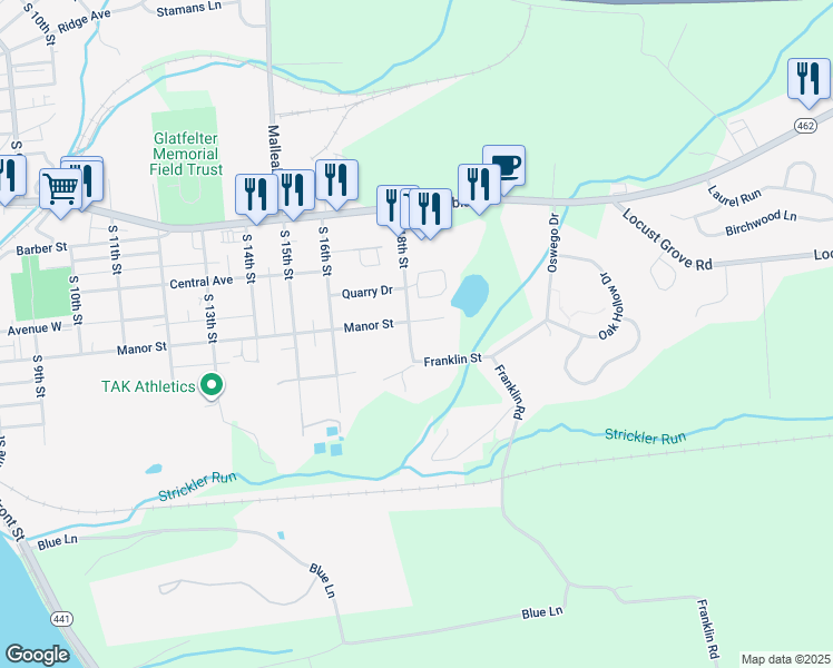 map of restaurants, bars, coffee shops, grocery stores, and more near 705 South 18th Street in Columbia