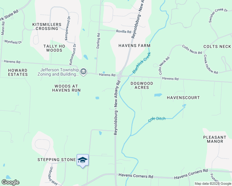 map of restaurants, bars, coffee shops, grocery stores, and more near 2225 Reynoldsburg - New Albany Road in Blacklick