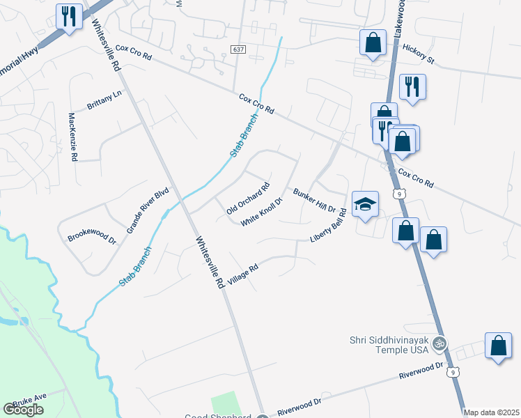 map of restaurants, bars, coffee shops, grocery stores, and more near 1943 White Knoll Drive in Toms River