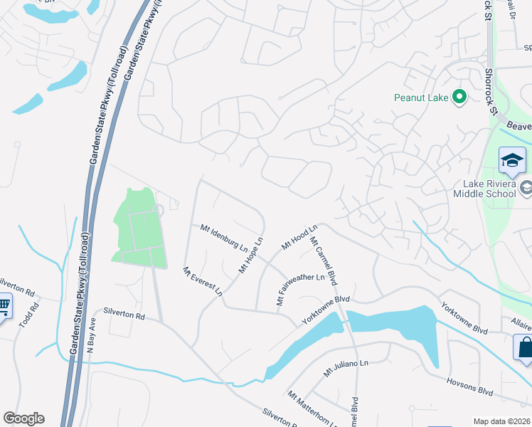 map of restaurants, bars, coffee shops, grocery stores, and more near 8 Mount Rushmore Drive in Toms River