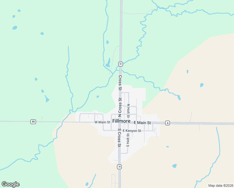 map of restaurants, bars, coffee shops, grocery stores, and more near 375 North Cross Street in Fillmore