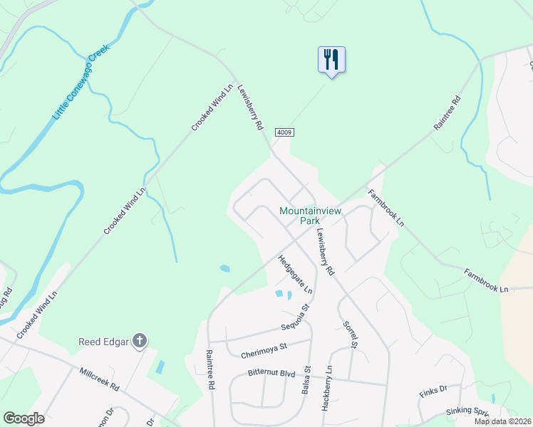 map of restaurants, bars, coffee shops, grocery stores, and more near 280 Mountain View Drive in York