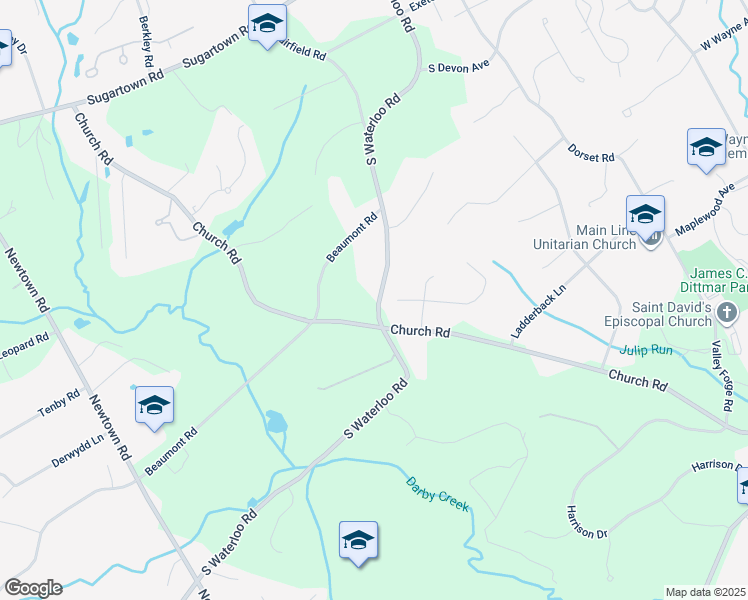 map of restaurants, bars, coffee shops, grocery stores, and more near 1 North Waterloo Road in Devon